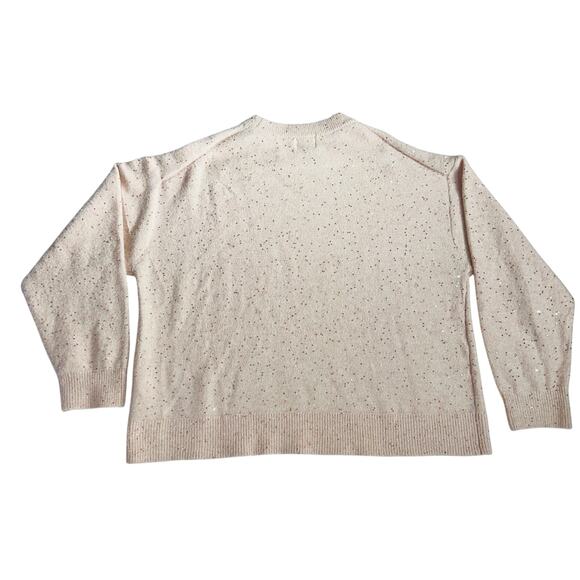 H & M Women's Knit Sweaters Size Large Pink and Gold Sequin Crewneck Pullover - Picture 3 of 13